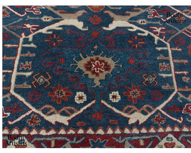 Handmade Wool Oriental Rug Blue | Traditional Hand-Tufted Persian Area Carpet | Vintage Style Living Room Rug |