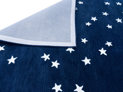 Navy blue white star rug – hand-tufted modern wool rug by Bodhi Artisans – photo 8