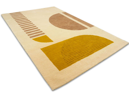 Peach gold geometric rug – hand-tufted modern wool rug by Bodhi Artisans