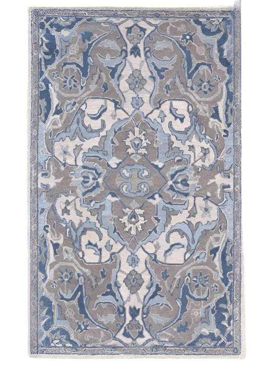 Handmade Traditional Woolen Blue Oriental area rug