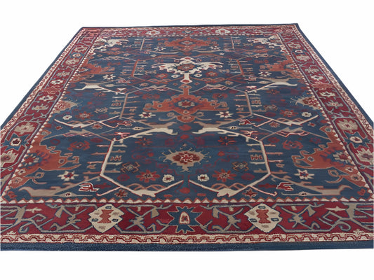 Handmade Traditional Woolen Blue Oriental area rug