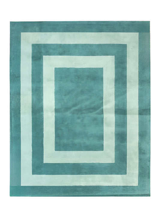 Handmade Modern Woolen Teal Green Border area rug